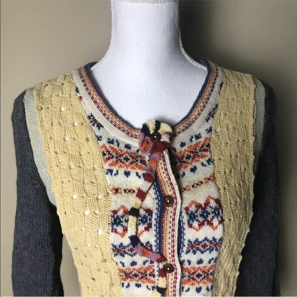 Field Flower Button Up Knit Sweater Wool Size M - Picture 2 of 7